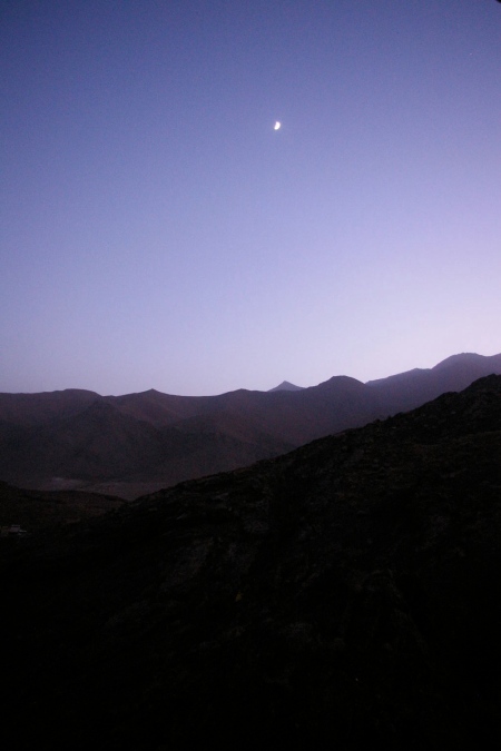 View onto the mountains at dusk
